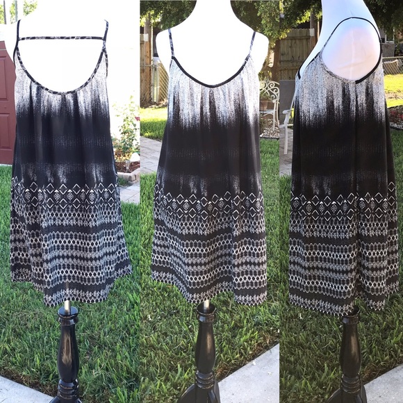 ONE CLOTHING SMALL NWOT Black, Silver and White Strappy Shift Mini Tunic Dress - Picture 2 of 8